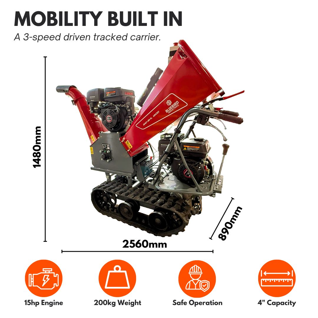 Bluebird Tracked 4" (10cm) Wood Chipper