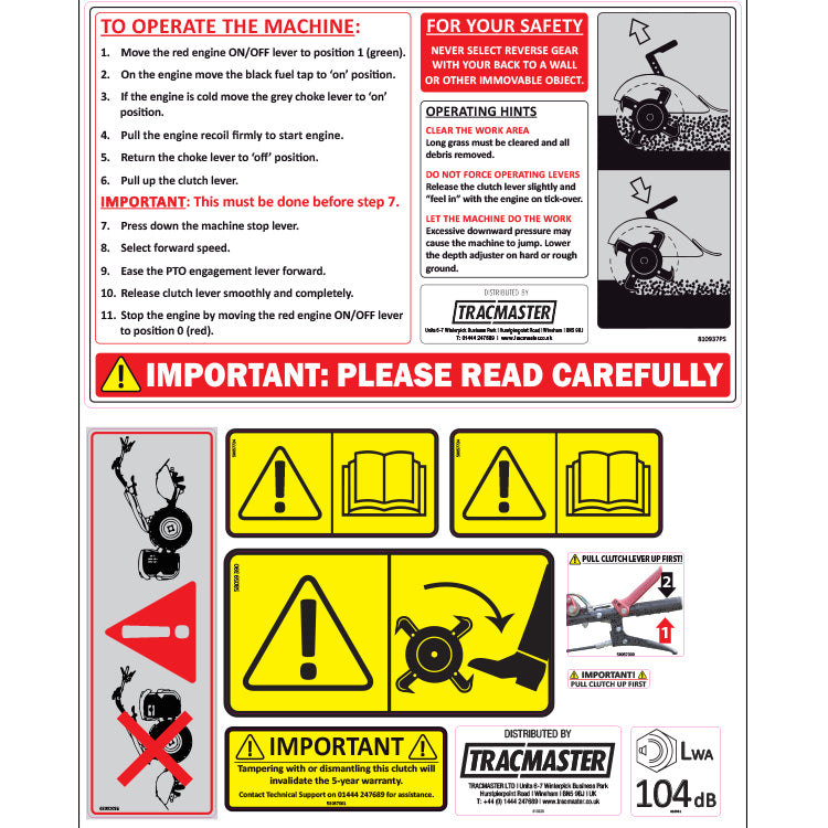 PowerSafe® Rotavator Sticker Set - Part No 810923PS