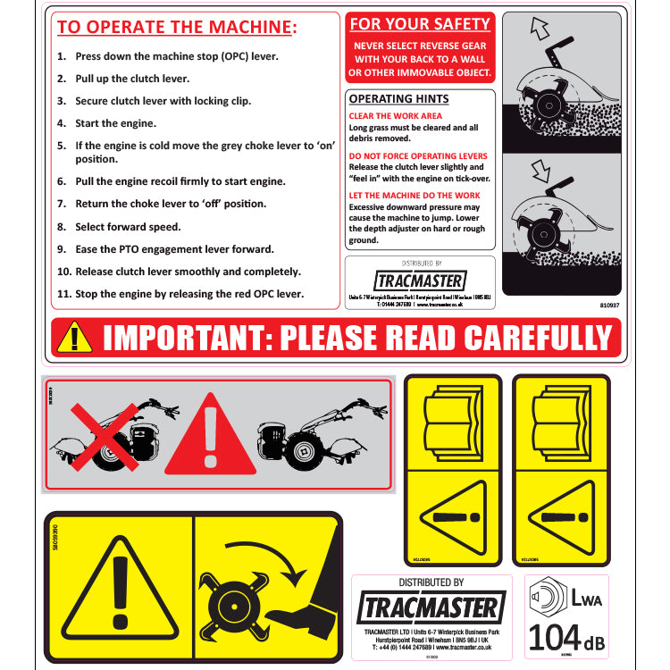 'Action' Rotavator Sticker Set - Part No 810923TL
