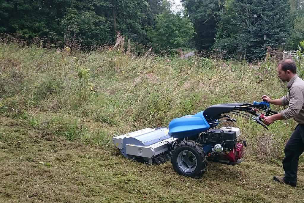 BCS 660HY Hydrostatic Bank Commander with Berta Flail Mower attachment
