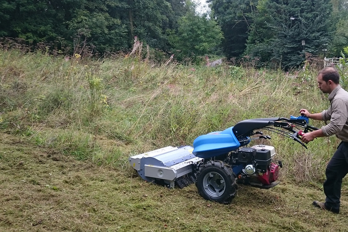 BCS 660HY Hydrostatic Bank Commander with Berta Flail Mower attachment