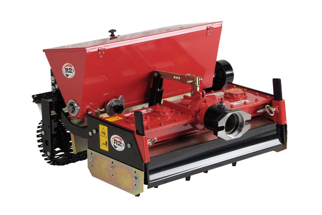 Seeder on 75cm Power Harrow attachment for BCS Two Wheel Tractors