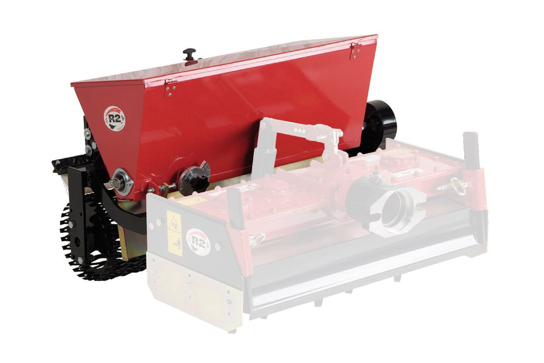 Seeder on 75cm Power Harrow attachment for BCS Two Wheel Tractors